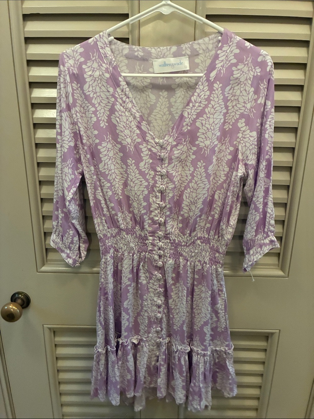 Walkenwade Lavender Print Button-Front Midi Dress